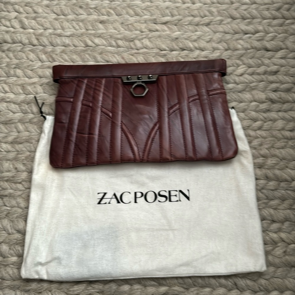 Zac Posen purple leather clutch